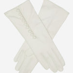 CS4255 (white) - Italian Silk Lined Gloves with Buttons - Leather Gloves Online - Luxury Leather Gloves - 1