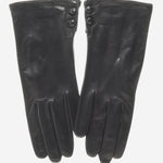 CS4345 (black) - Women's Italian Silk Lined Leather Gloves with 2 Buttons - Leather Gloves Online - Luxury Leather Gloves - 2