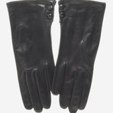 CS4345 (black) - Women's Italian Silk Lined Leather Gloves with 2 Buttons - Leather Gloves Online - Luxury Leather Gloves - 2