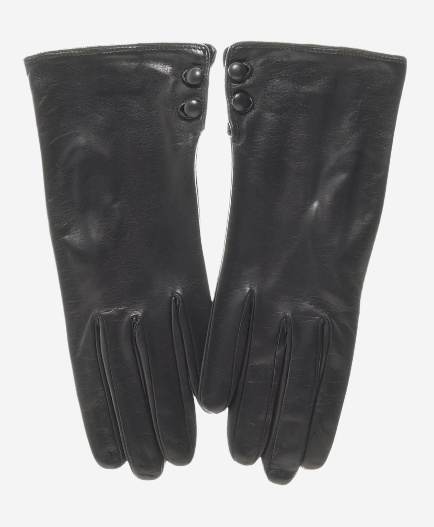 CS4345 (black) - Women's Italian Silk Lined Leather Gloves with 2 Buttons - Leather Gloves Online - Luxury Leather Gloves - 2