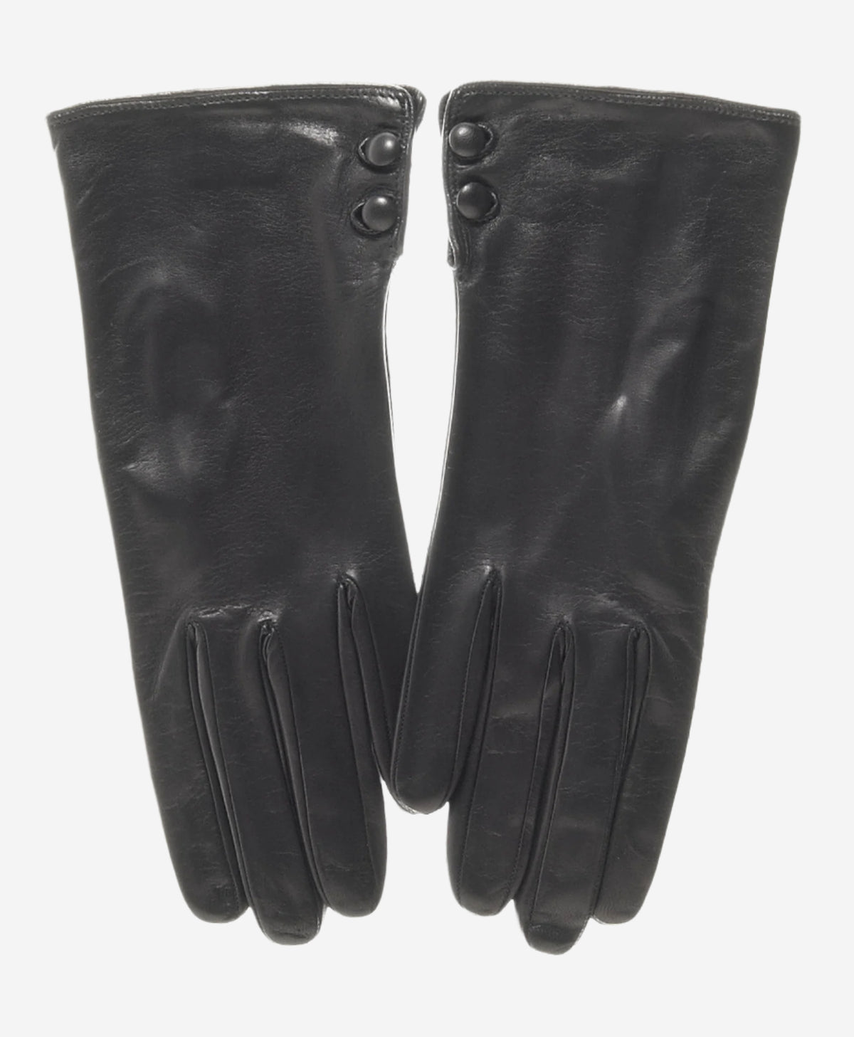 CS4345 (black) - Women's Italian Silk Lined Leather Gloves with 2 Buttons - Leather Gloves Online - Luxury Leather Gloves - 2