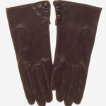 CS4345 (brown) - Women's Italian Silk Lined Leather Gloves with 2 Buttons - Leather Gloves Online - Luxury Leather Gloves - 2