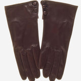 CS4345 (brown) - Women's Italian Silk Lined Leather Gloves with 2 Buttons - Leather Gloves Online - Luxury Leather Gloves - 2