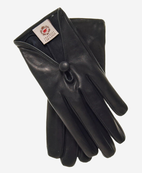 CS4362 (black) - Women's Italian Silk Lined Gloves with Center Button
