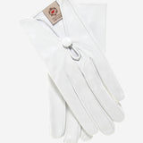 CS4362 (ivory) - Women's Italian Silk Lined Gloves with Center Button - Leather Gloves Online - Luxury Leather Gloves - 1