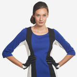 CS4414 (black/white) - Women's Italian Color Blocking Silk Lined Leather Gloves