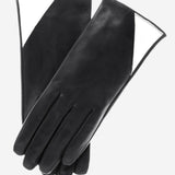 CS4414 (black/white) - Women's Italian Color Blocking Silk Lined Leather Gloves - Leather Gloves Online - Luxury Leather Gloves - 1