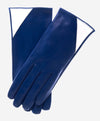 CS4414 (blue/cream) - Women's Italian Color Blocking Silk Lined Leather Gloves - Leather Gloves Online - Luxury Leather Gloves - 1