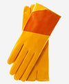 CS4416 (yellow/tang) - Women's Italian Color Block Silk Lined Leather Gloves- Leather Gloves Online - Luxury Leather Gloves - 1