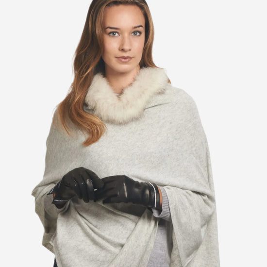 CS4461 (black) - Women's Italian Silk Lined Leather Gloves  with Swarovski Crystal Trim- Leather Gloves Online - Luxury Leather Gloves - 5