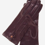 CS4801 (darkbrown) - Women's Italian Silk Lined Leather Gloves with Stitched Accents- Leather Gloves Online - Luxury Leather Gloves - 2