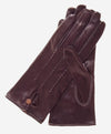 CS4801 (darkbrown) - Women's Italian Silk Lined Leather Gloves with Stitched Accents- Leather Gloves Online - Luxury Leather Gloves - 2