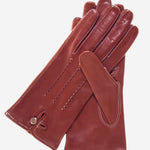 CS4801 (medium brown) - Women's Italian Silk Lined Leather Gloves with Stitched Accents- Leather Gloves Online - Luxury Leather Gloves - 2