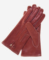 CS4801 (medium brown) - Women's Italian Silk Lined Leather Gloves with Stitched Accents- Leather Gloves Online - Luxury Leather Gloves - 2
