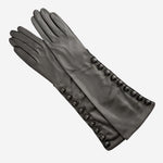CS4820W8 (black) - Elbow Length Silk Lined Lambskin Leather Gloves With Buttons- Leather Gloves Online - Luxury Leather Gloves - 1