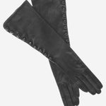 CS4820W8 (black) - Elbow Length Silk Lined Lambskin Leather Gloves With Buttons- Leather Gloves Online - Luxury Leather Gloves - 2