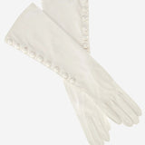 CS4820W8 (white) - Elbow Length Silk Lined Lambskin Leather Gloves With Buttons- Leather Gloves Online - Luxury Leather Gloves - 2