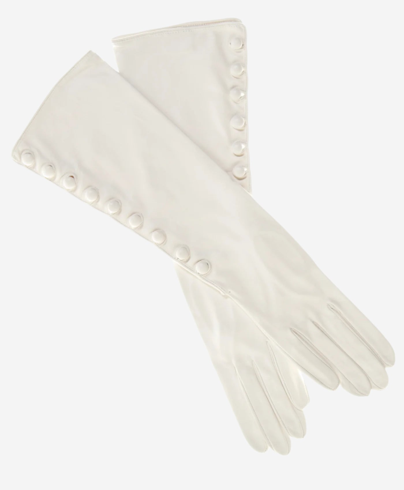 CS4820W8 (white) - Elbow Length Silk Lined Lambskin Leather Gloves With Buttons- Leather Gloves Online - Luxury Leather Gloves - 2
