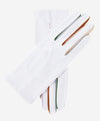CS4841 (white) - Women's Italian Silk Lined Lambskin Gloves with Colorful Fourchettes- Leather Gloves Online - Luxury Leather Gloves - 1