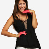 CU4303 (coral) - Women's Short Italian Leather Gloves- Leather Gloves Online - Luxury Leather Gloves - 2