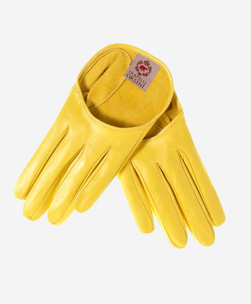 CU4303 (yellow) - Women's Short Italian Leather Gloves- Leather Gloves Online - Luxury Leather Gloves - 1