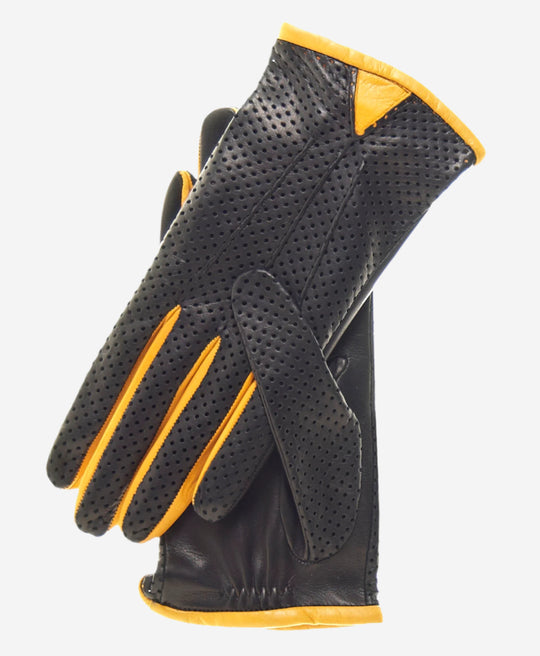 CU4445 (yellow) - Women’s Italian leather ventilated car gloves