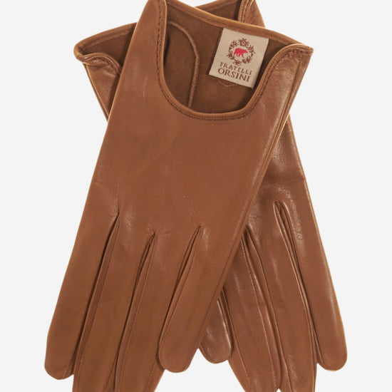 CU4629 (camel) - Women's Unlined Italian Fashion Leather Gloves With Short Wrist- Leather Gloves Online - Luxury Leather Gloves - 1