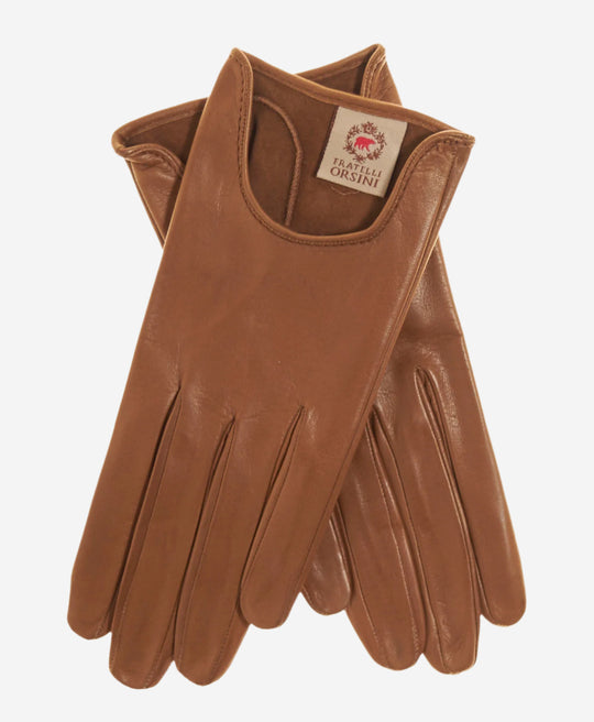 CU4629 (camel) - Women's Unlined Italian Fashion Leather Gloves With Short Wrist