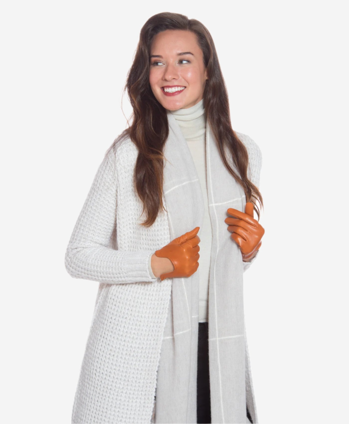 CU4629 (cognac) - Women's Unlined Italian Fashion Leather Gloves With Short Wrist- Leather Gloves Online - Luxury Leather Gloves - 3