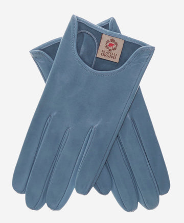 CU4629 (sky) - Women's Unlined Italian Fashion Leather Gloves With Short Wrist- Leather Gloves Online - Luxury Leather Gloves - 1