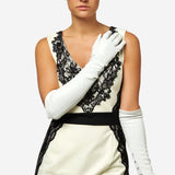 Angelina (ivory) - Italian silk lined 12-button length leather bridal / opera gloves - Leather Gloves Online - Luxury Leather Gloves - 4