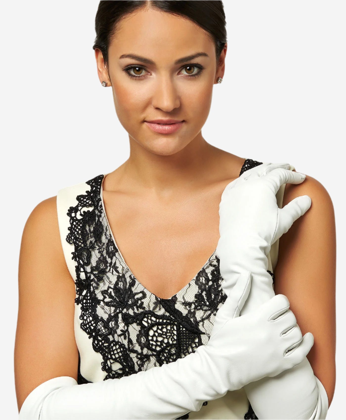 Angelina (ivory) - Italian silk lined 12-button length leather bridal / opera gloves - Leather Gloves Online - Luxury Leather Gloves - 3