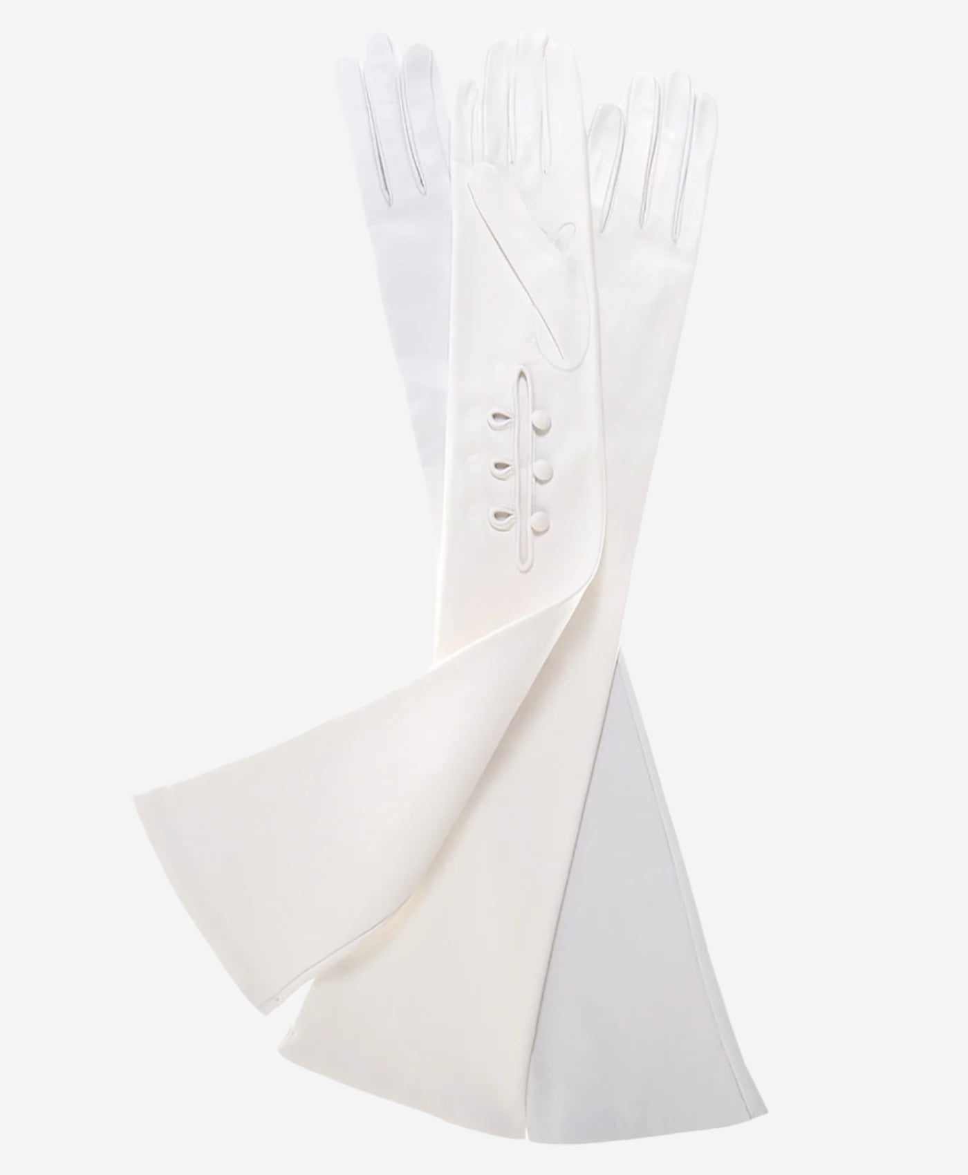 Angelina (ivory) - Italian silk lined 12-button length leather bridal / opera gloves - Leather Gloves Online - Luxury Leather Gloves - 1