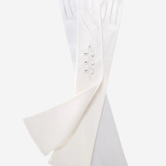 Angelina (ivory) - Italian silk lined 12-button length leather bridal / opera gloves - Leather Gloves Online - Luxury Leather Gloves - 1