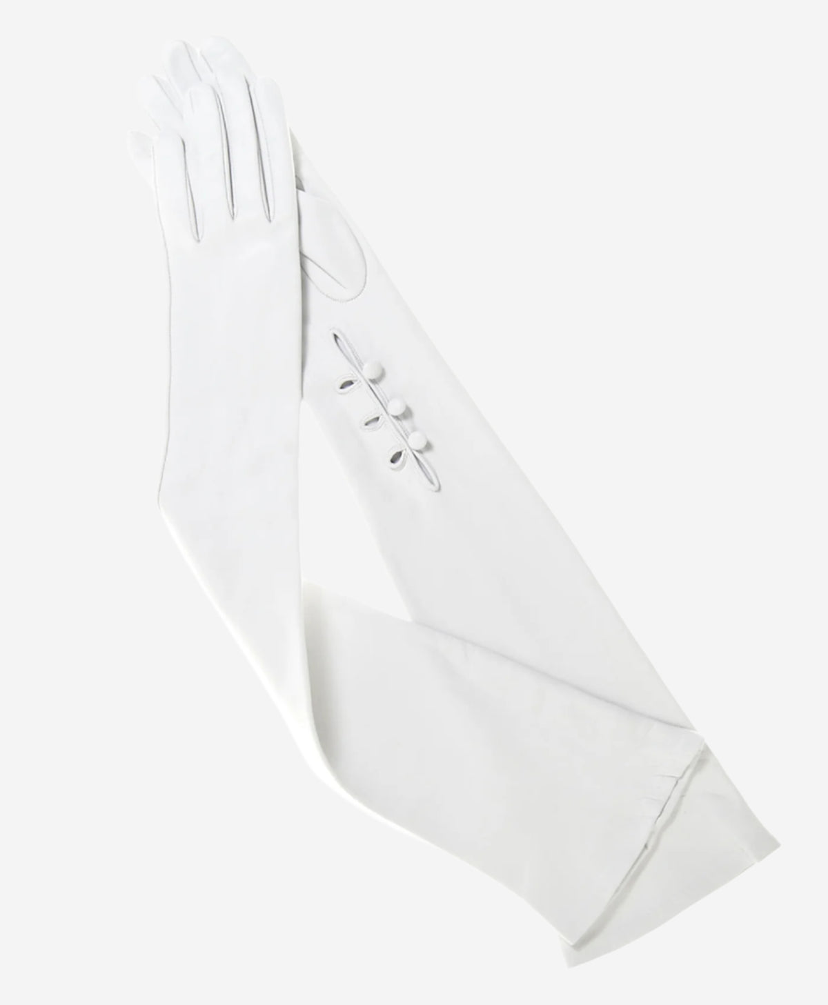 Angelina (ivory) - Italian silk lined 12-button length leather bridal / opera gloves - Leather Gloves Online - Luxury Leather Gloves - 2