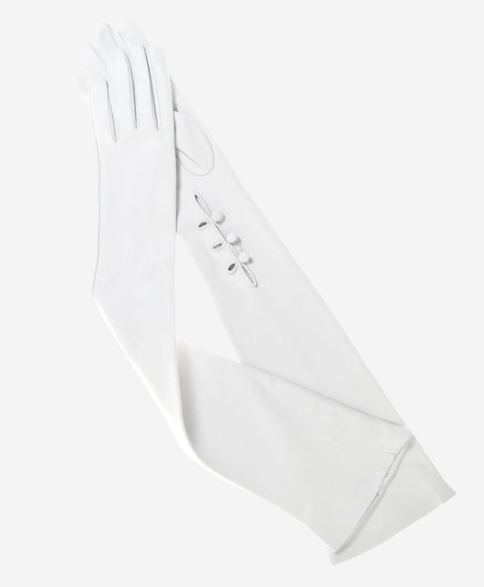 Angelina (ivory) - Italian silk lined 12-button length leather bridal / opera gloves - Leather Gloves Online - Luxury Leather Gloves - 2