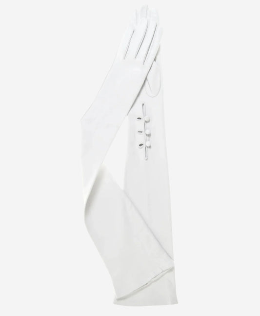 Angelina (ivory) - Italian silk lined 16-button length leather bridal / opera gloves - Leather Gloves Online - Luxury Leather Gloves - 1 