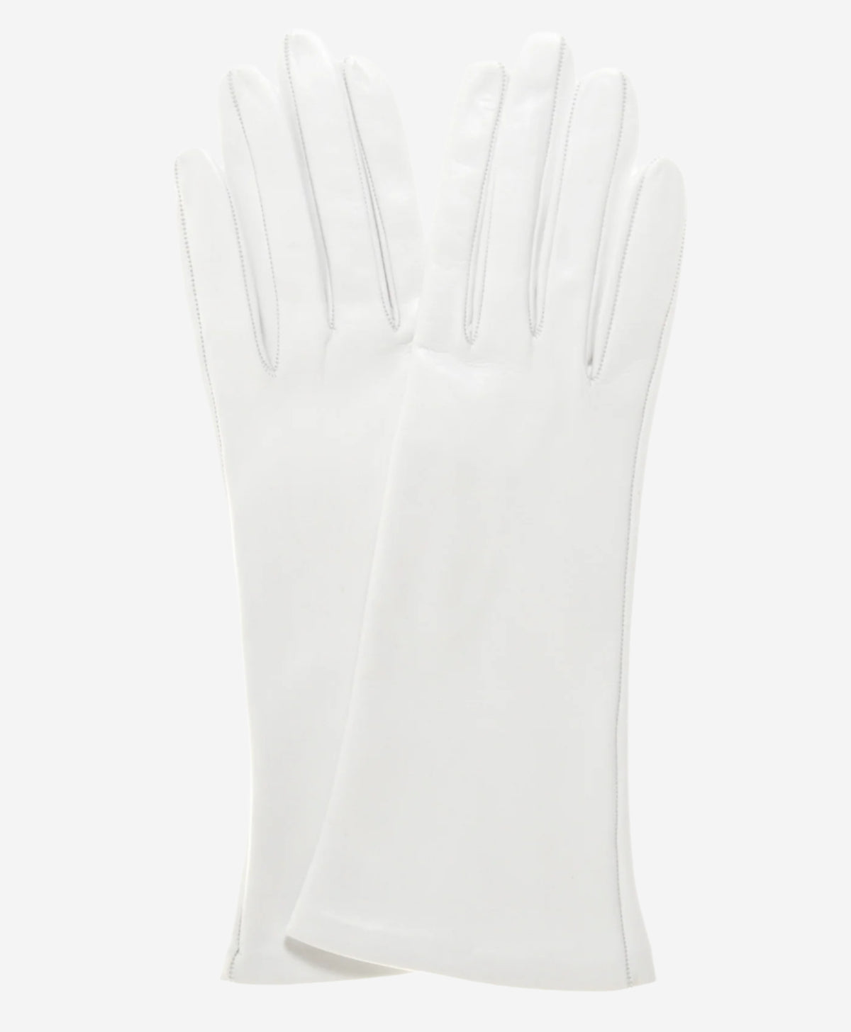 CW01W4 (white) - Italian Silk Lined 4-Button Length White Leather Bridal Gloves- Leather Gloves Online - Luxury Leather Gloves - 2