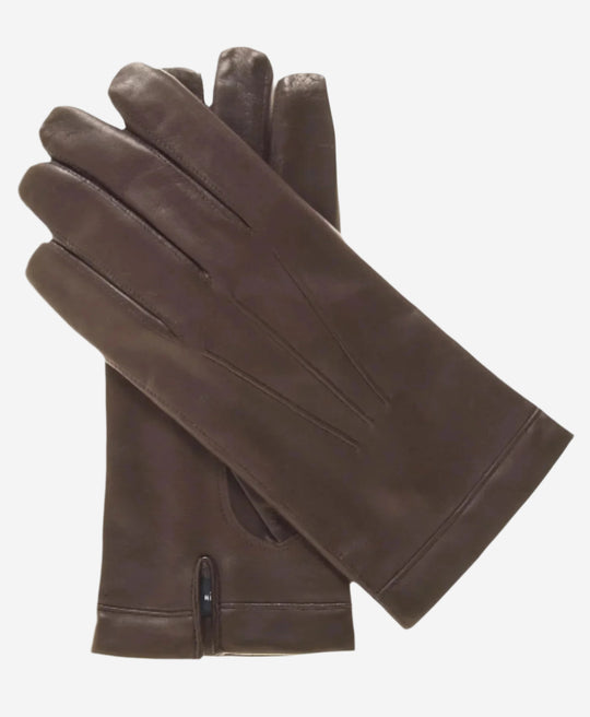 CX3350 (brown) - Men’s Italian leather cadet-size wool-lined gloves
