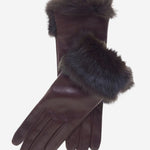 CC4009 (brown) - Women's Italian Rabbit Fur Cuff Winter Leather Gloves - Leather Gloves Online - Luxury Leather Gloves - 2
