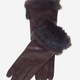 CC4009 (brown) - Women's Italian Rabbit Fur Cuff Winter Leather Gloves - Leather Gloves Online - Luxury Leather Gloves - 2