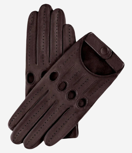 Alessa (darkbrown) - Classic Italian lambskin leather driving gloves