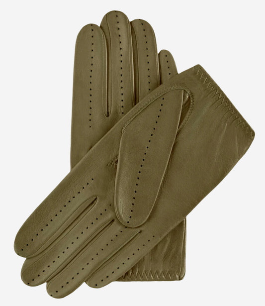 Alessa (olive) - classic Italian lambskin leather driving gloves- Leather Gloves Online - Luxury Leather Gloves - 1