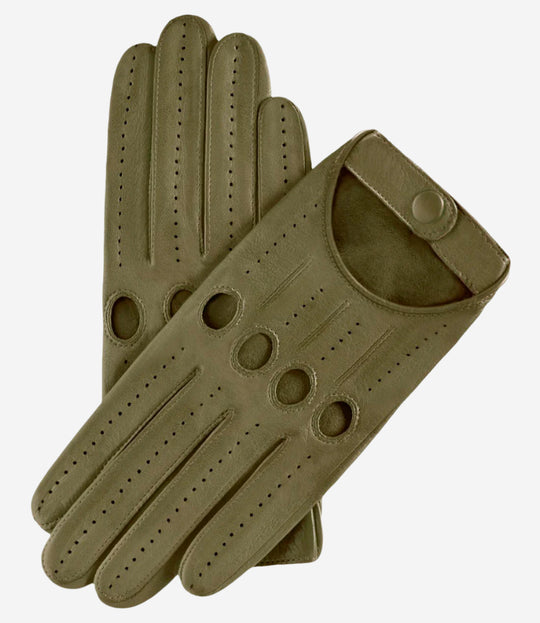 Alessa (olive) - Classic Italian lambskin leather driving gloves