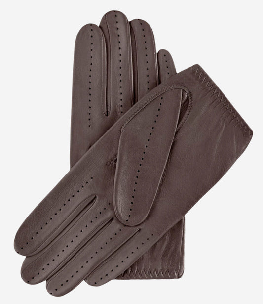 Alessa (Taupe) - Classic Italian lambskin leather driving gloves