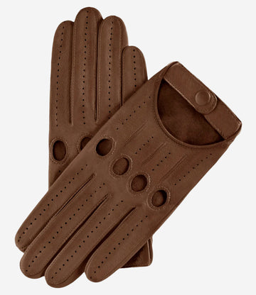 Alessa (Taupe) - Classic Italian lambskin leather driving gloves