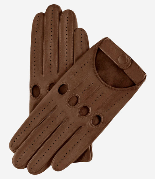 Alessa (Taupe) - Classic Italian lambskin leather driving gloves