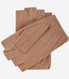 Rossana (beige) - Italian fingerless lambskin leather driving gloves