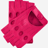 Rossana (fuschia) - Italian fingerless lambskin leather driving gloves