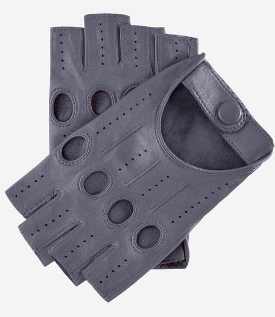 Rossana (grey) - Women's italian fingerless lambskin leather driving gloves